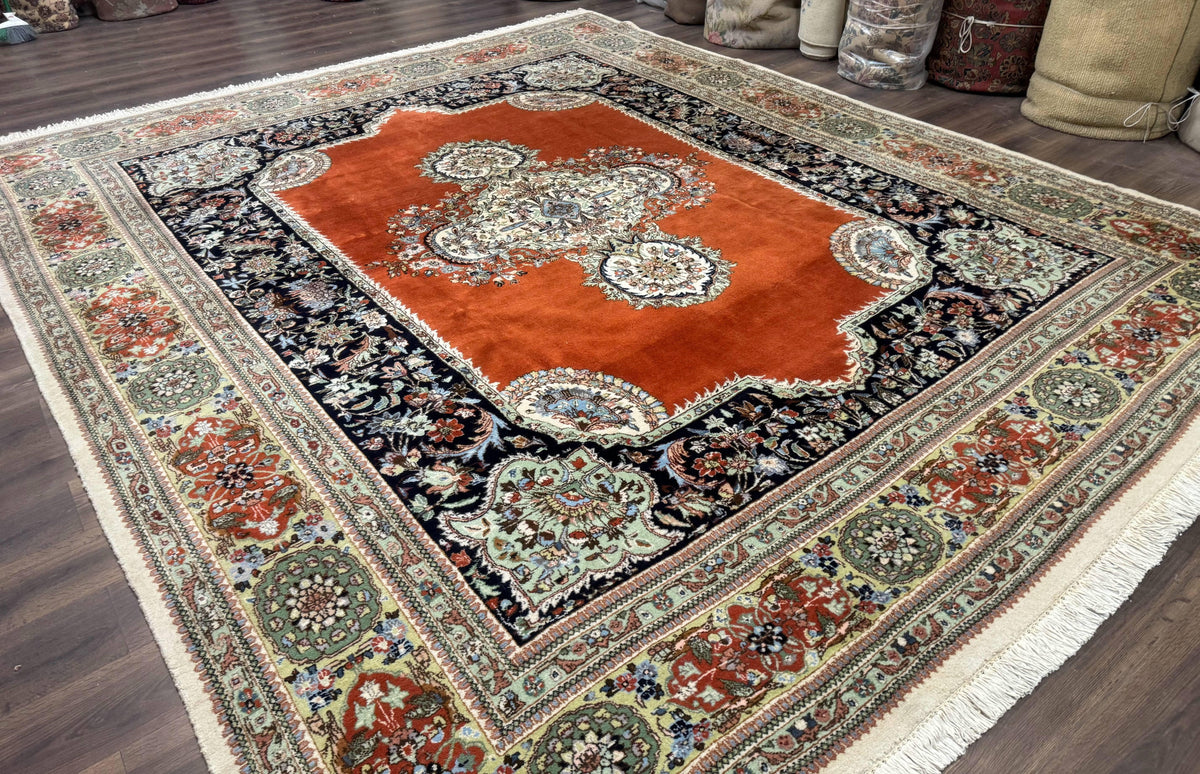 Persian Rug 11x13, Semi Open Field, Soft Wool Pile, Vintage Persian Carpet, Persian Tabriz Tabatabai - Jewel Rugs, view 12