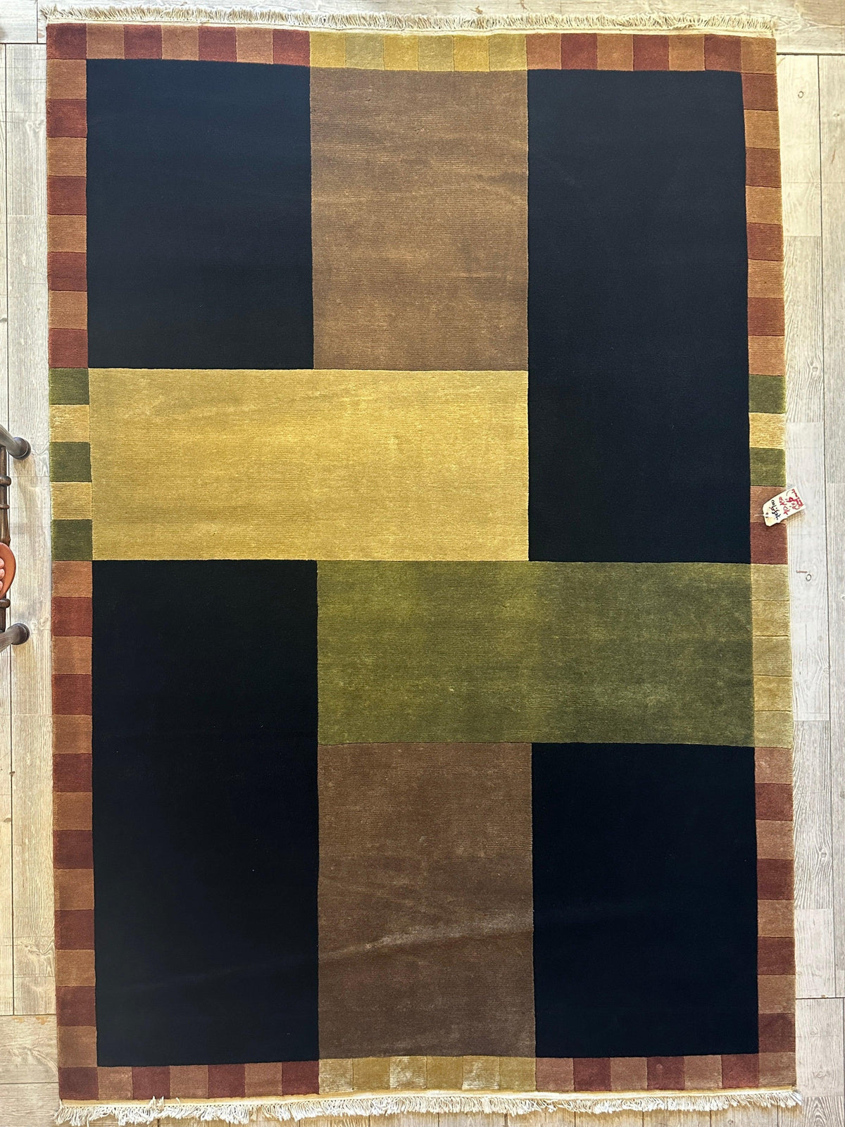 Indian Rug 6x9 | Navy, Brown & Gold | Hand-Knotted Wool - Rugistan