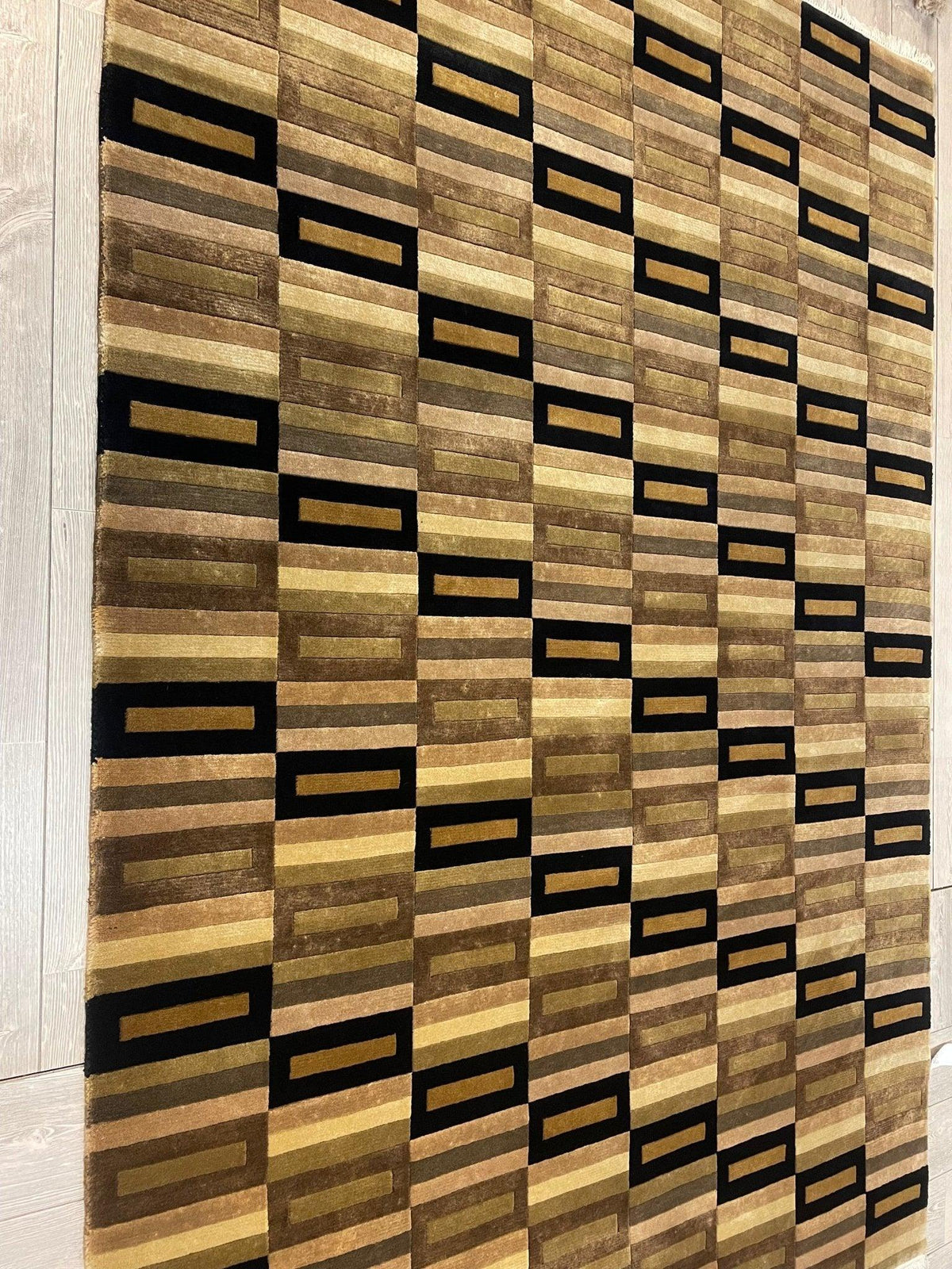 Nepalese Rug 6x9 | Brown, Gold & Beige | Hand-Knotted Wool - Rugistan, view 3