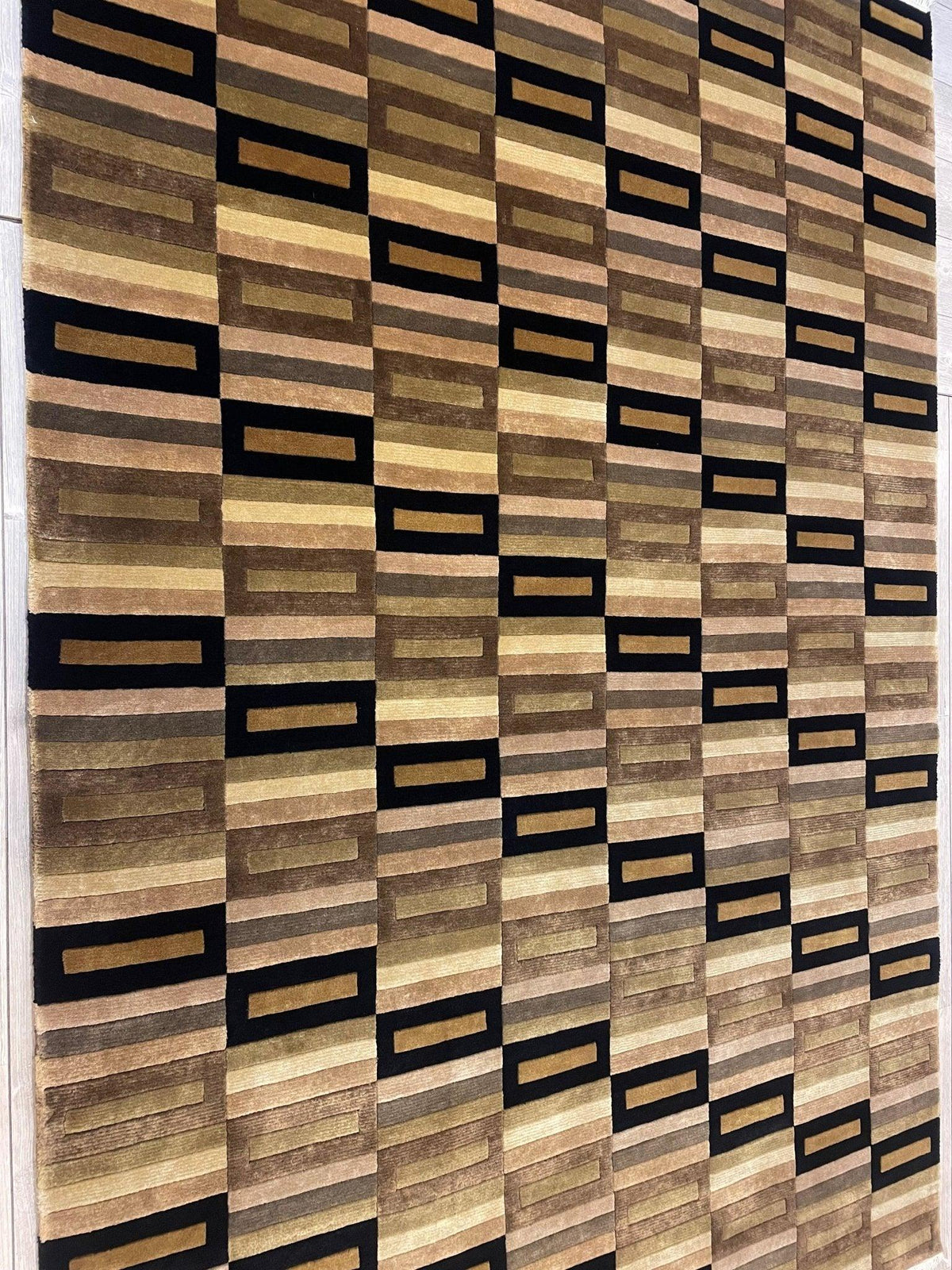 Nepalese Rug 6x9 | Brown, Gold & Beige | Hand-Knotted Wool - Rugistan, view 4