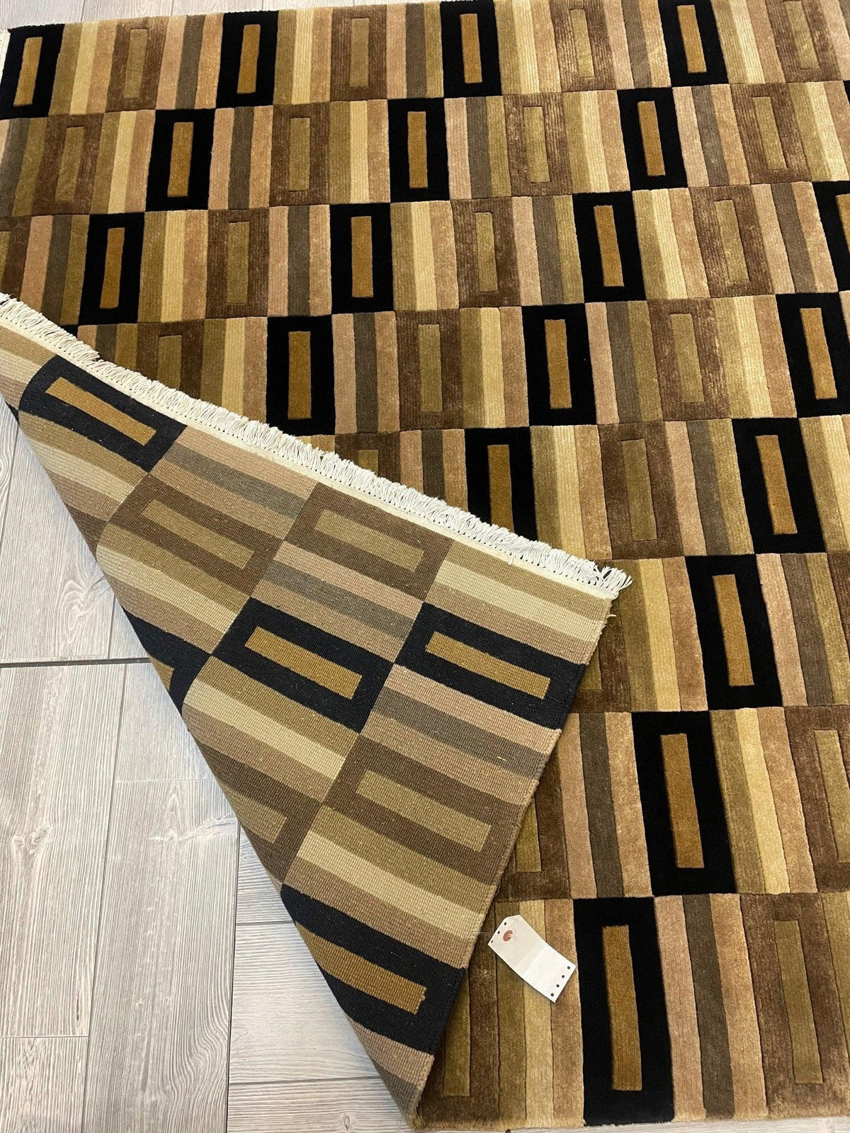 Nepalese Rug 6x9 | Brown, Gold & Beige | Hand-Knotted Wool - Rugistan, view 5