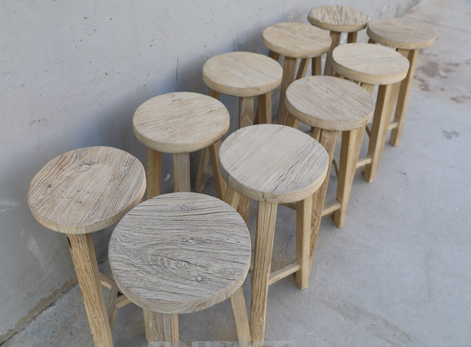 Round Counter & Bar Stool | Weathered Natural