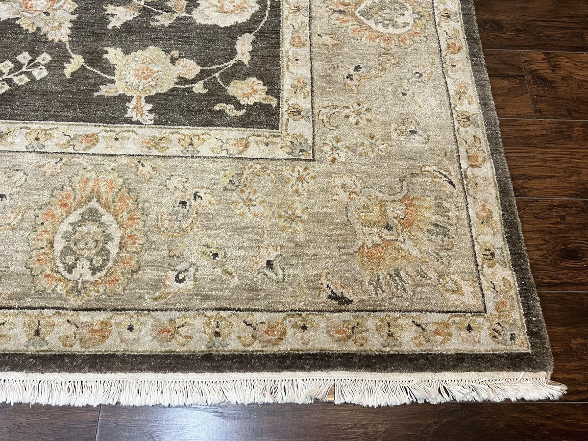 Indo Persian Rug 9x12, Sultanabad Indian Carpet, Dark Brown, Hand Knotted Vintage Wool Rug - Jewel Rugs, view 10