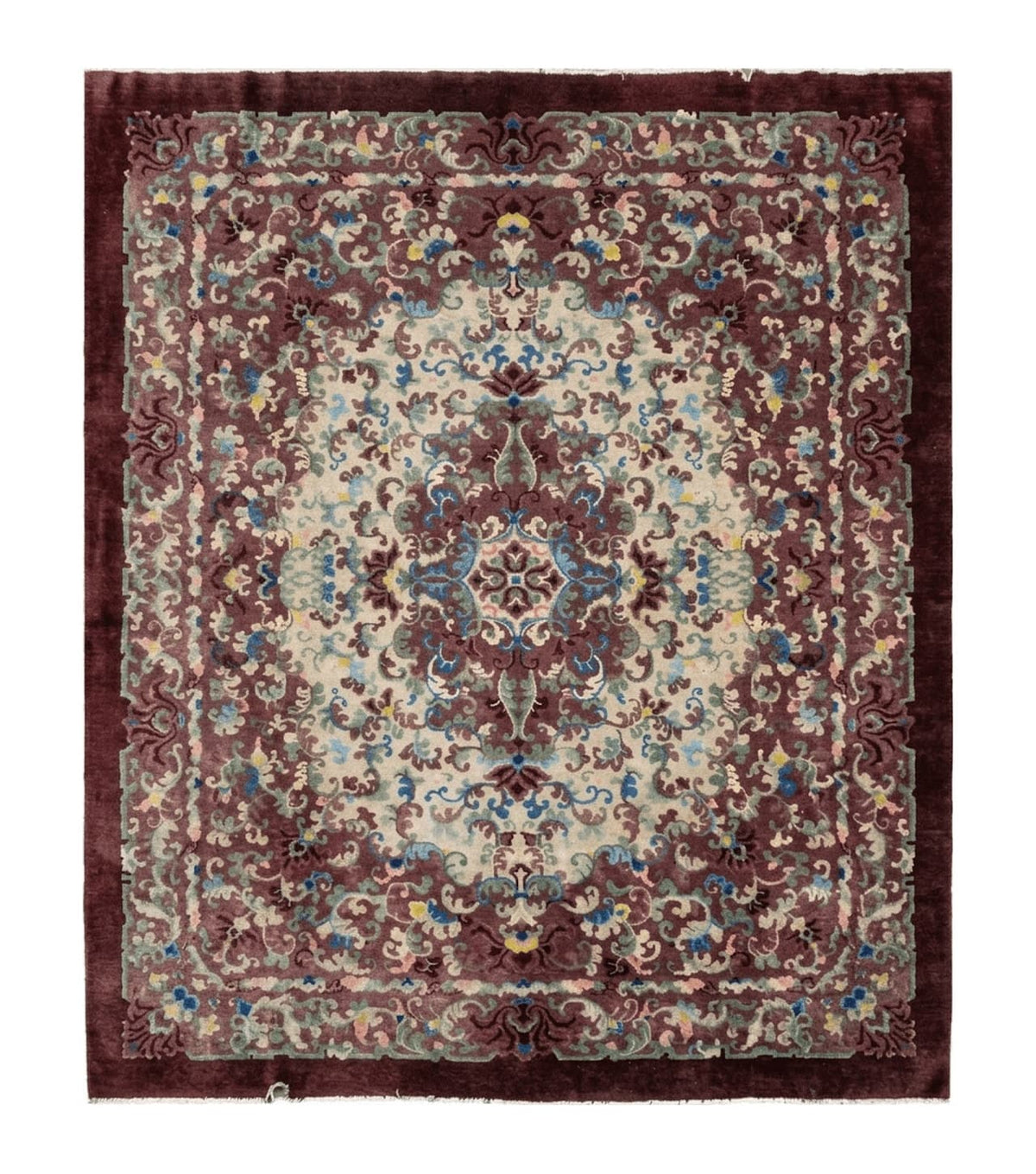 8' X 10' Vintage Handmade Chinese Art Deco Peking Nichols Wool Rug Flowers Nice - Jewel Rugs