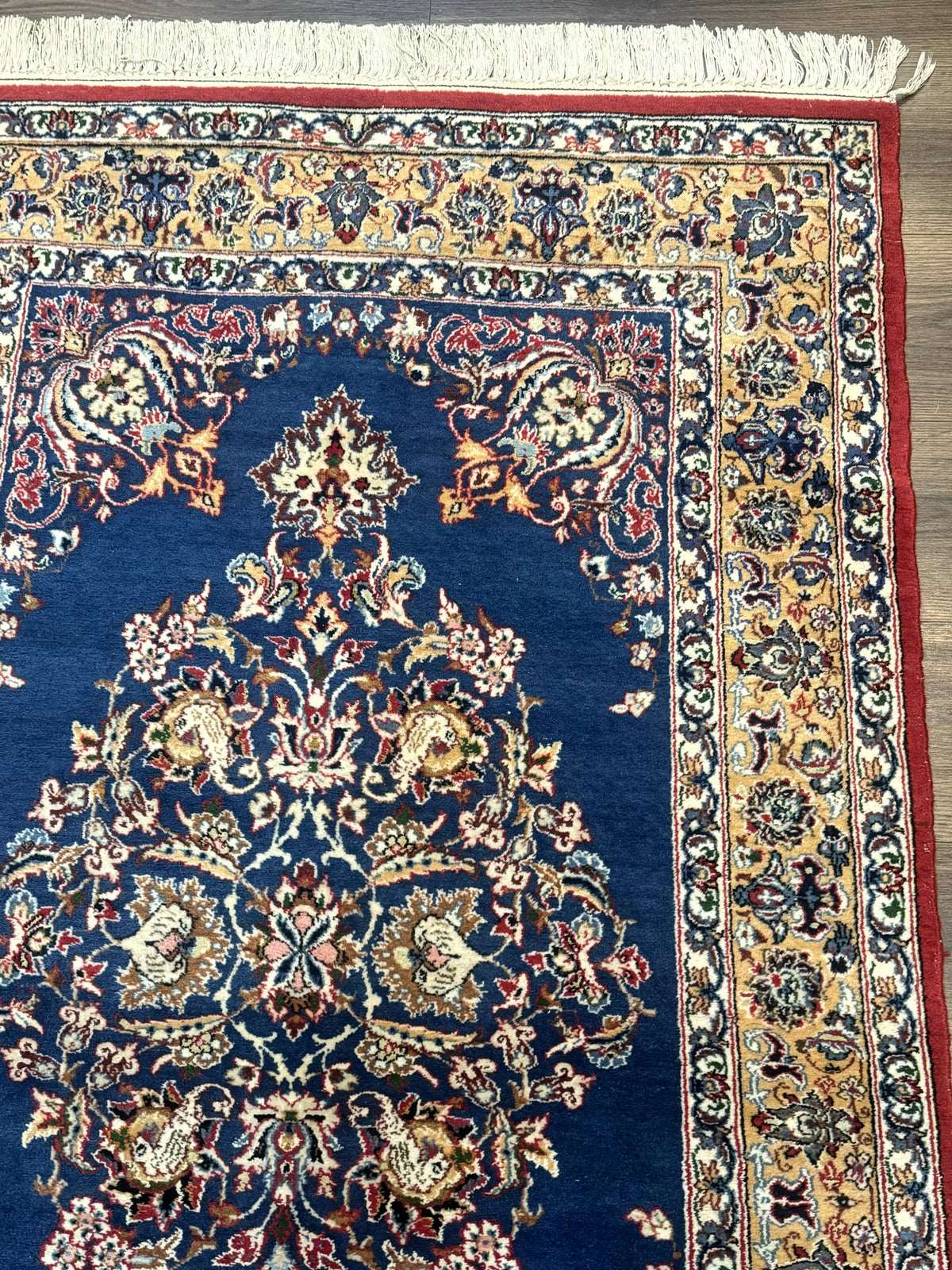 Blue Persian Qum Rug 3.6 x 5, Floral Medallion, Fine 310 KPSI - Jewel Rugs, view 7