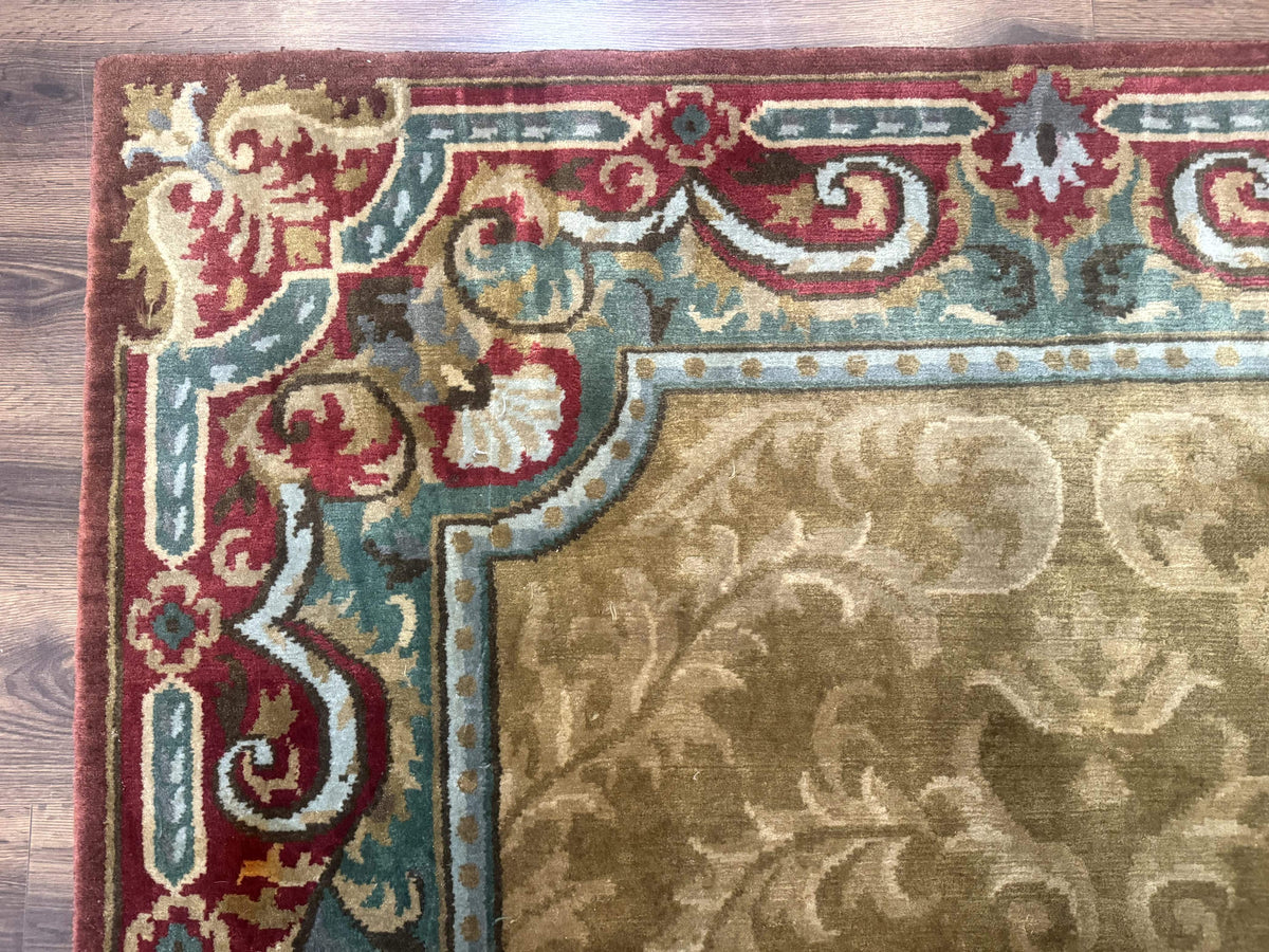 Tibetan Aubusson Rug 6x9, Gold-Beige, Soft Wool Pile, Handmade - Jewel Rugs, view 7