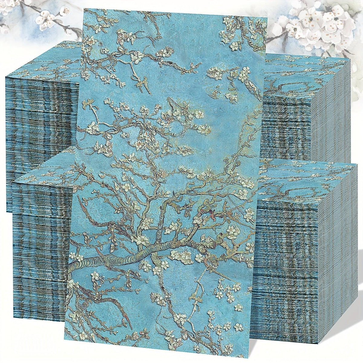 Blue Paper Hand Towels 200 Count Floral Design
