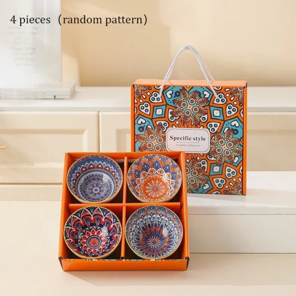 Bohemian Blue and White Porcelain Bowl and Chopsticks Gift Set