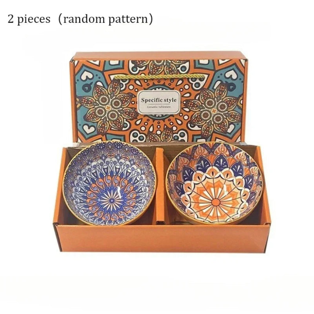 Bohemian Blue and White Porcelain Bowl and Chopsticks Gift Set