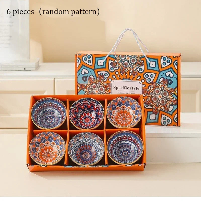 Bohemian Blue and White Porcelain Bowl and Chopsticks Gift Set