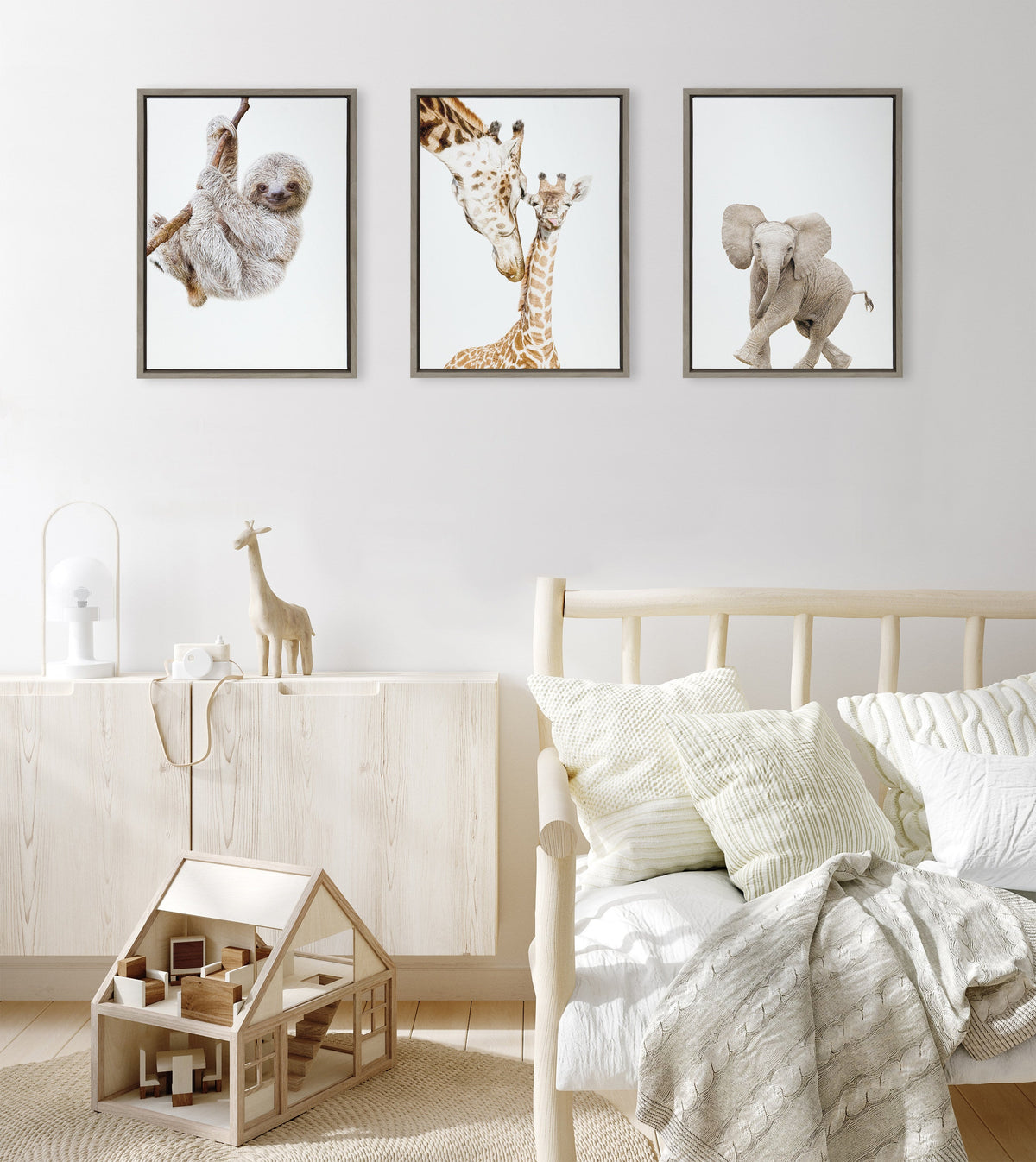 Sylvie Baby Sloth Hanging Around Framed Canvas by Amy Peterson Art Studio
