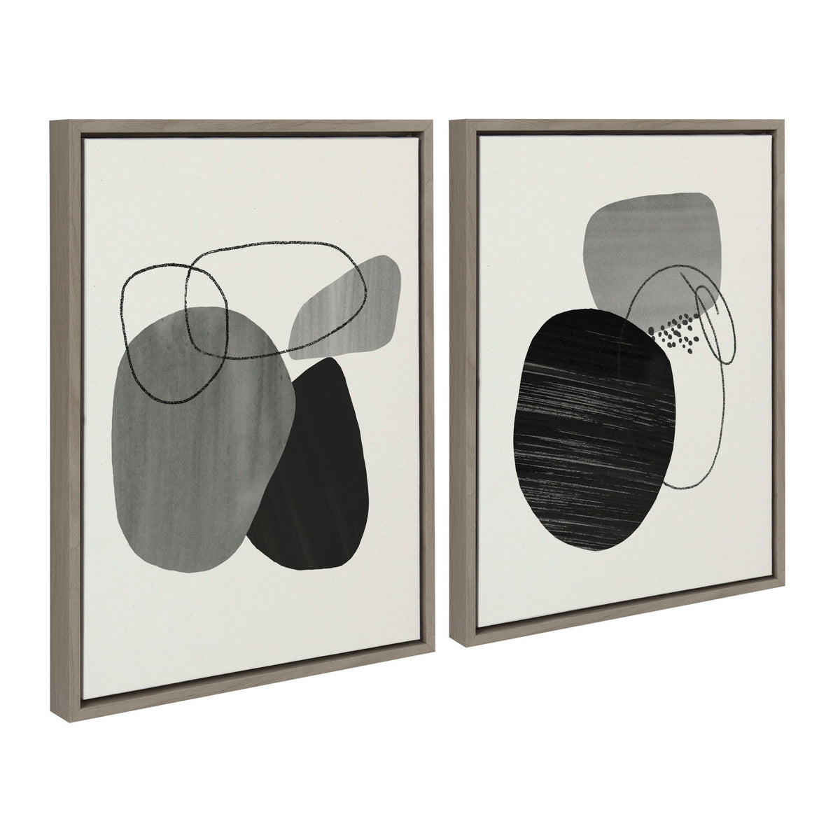 Sylvie 863 Abstract Rocks and 864 On The Rocks Framed Canvas Set by Teju Reval of SnazzyHues