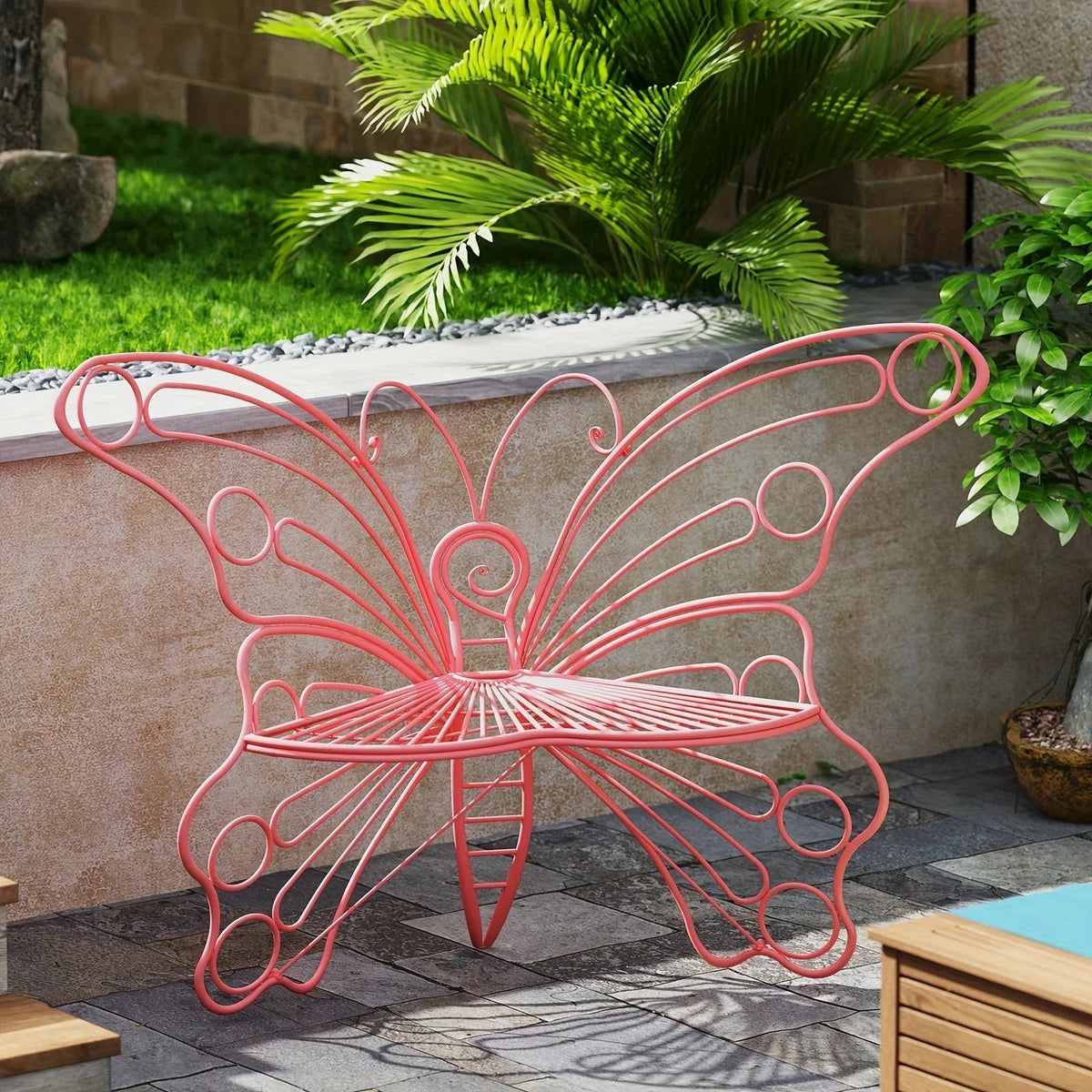 Butterfly Metal Garden Bench with Handcrafted Back Support — House of Avana, view 24 of 24
