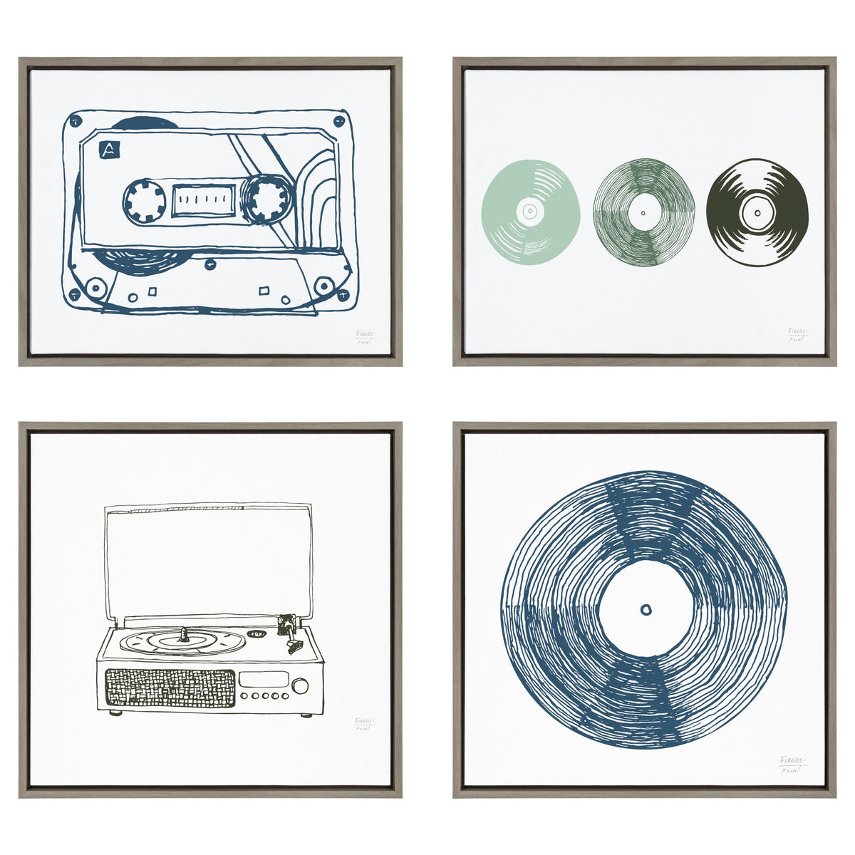 Sylvie Victrola Record Player Framed Canvas by Statement Goods