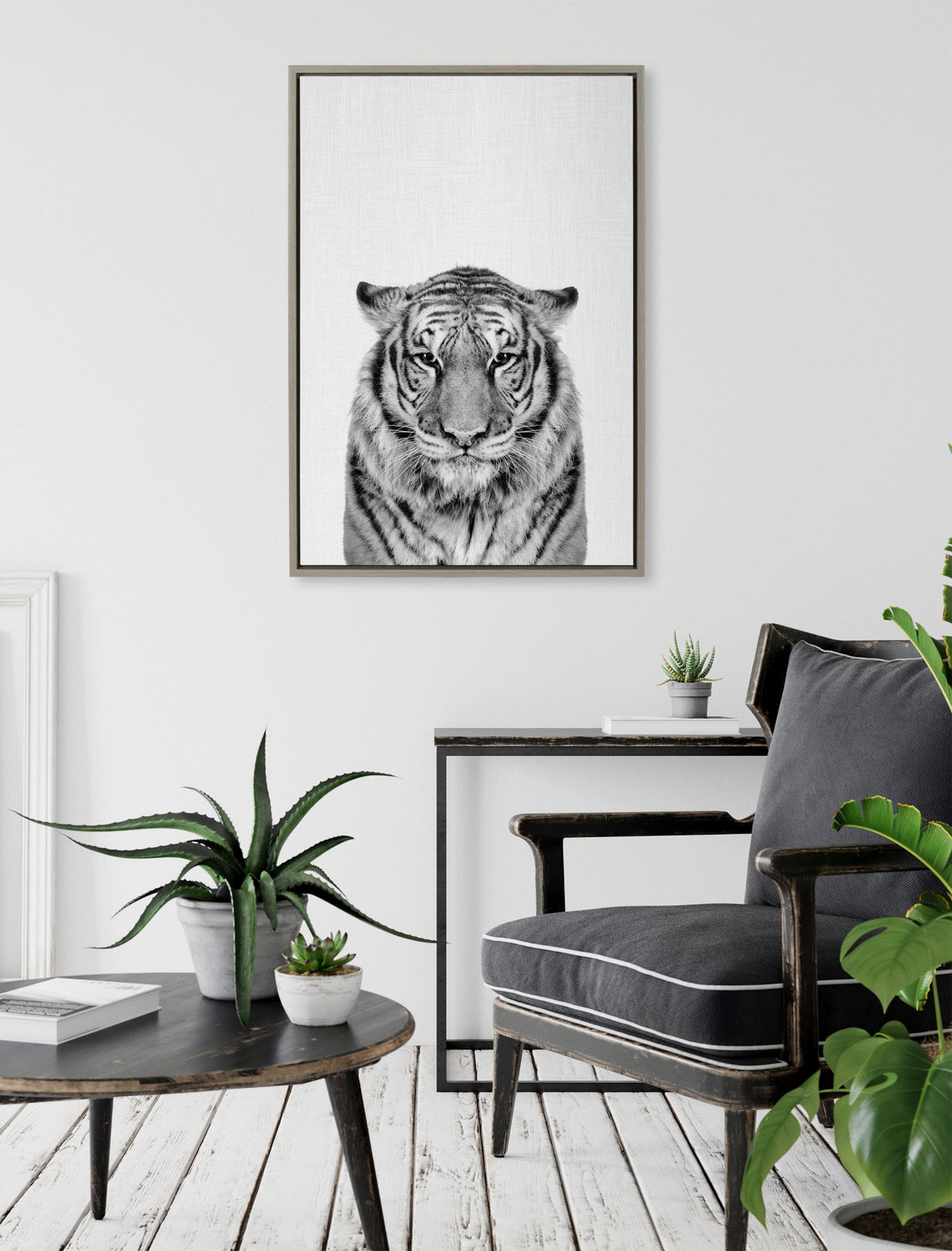 Sylvie Tiger Framed Canvas by Simon Te of Tai Prints