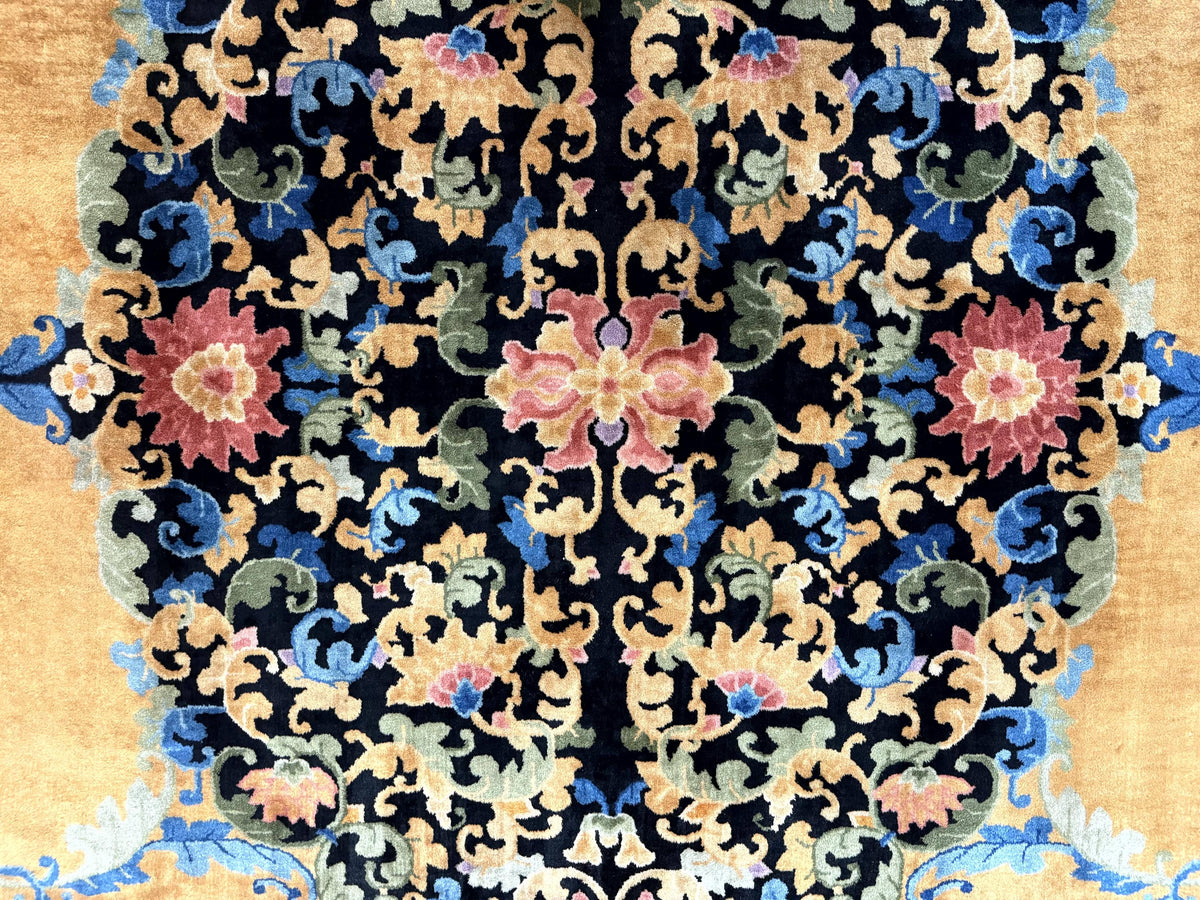 Antique Chinese Peking Rug 12.6 x 14.9, Palace Size Asian Oriental Carpet, Art Deco Rug, Rare - Jewel Rugs, view 5