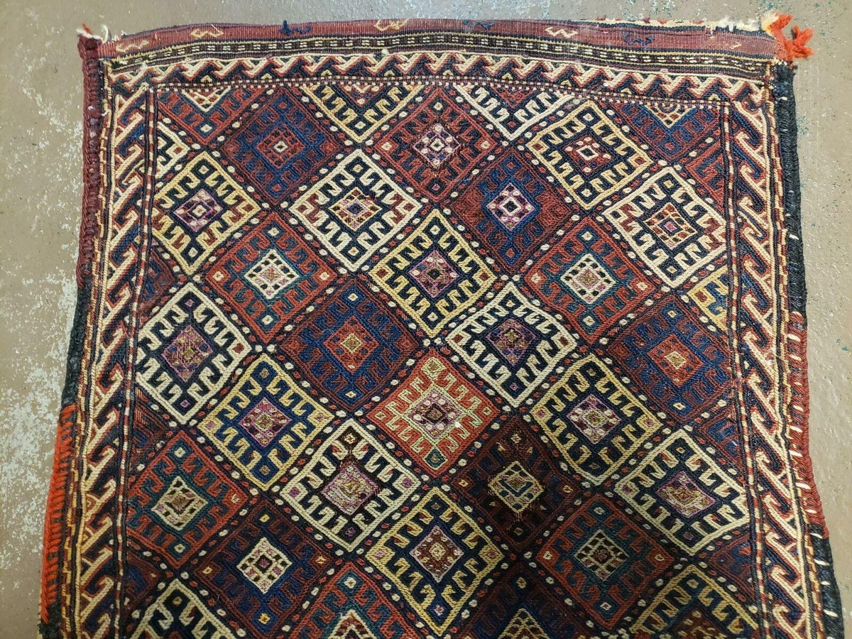 26" X 56" Antique Handmade Authentic Tribal Wool Rug Double Bag Tobreh - Jewel Rugs, view 11
