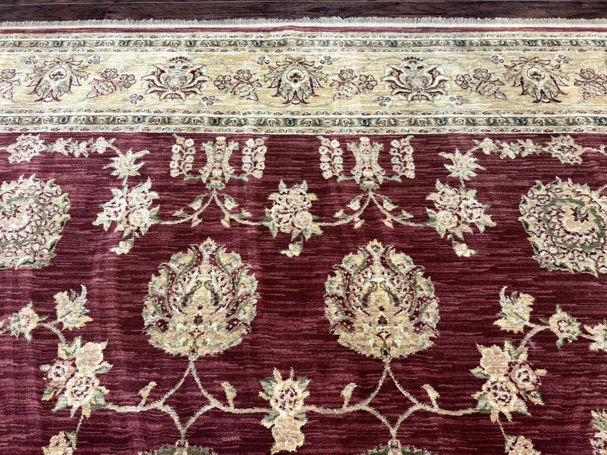 Traditional Wool Oriental Rug 9x13, Large Power Loomed Carpet, Burgundy - Jewel Rugs, view 4