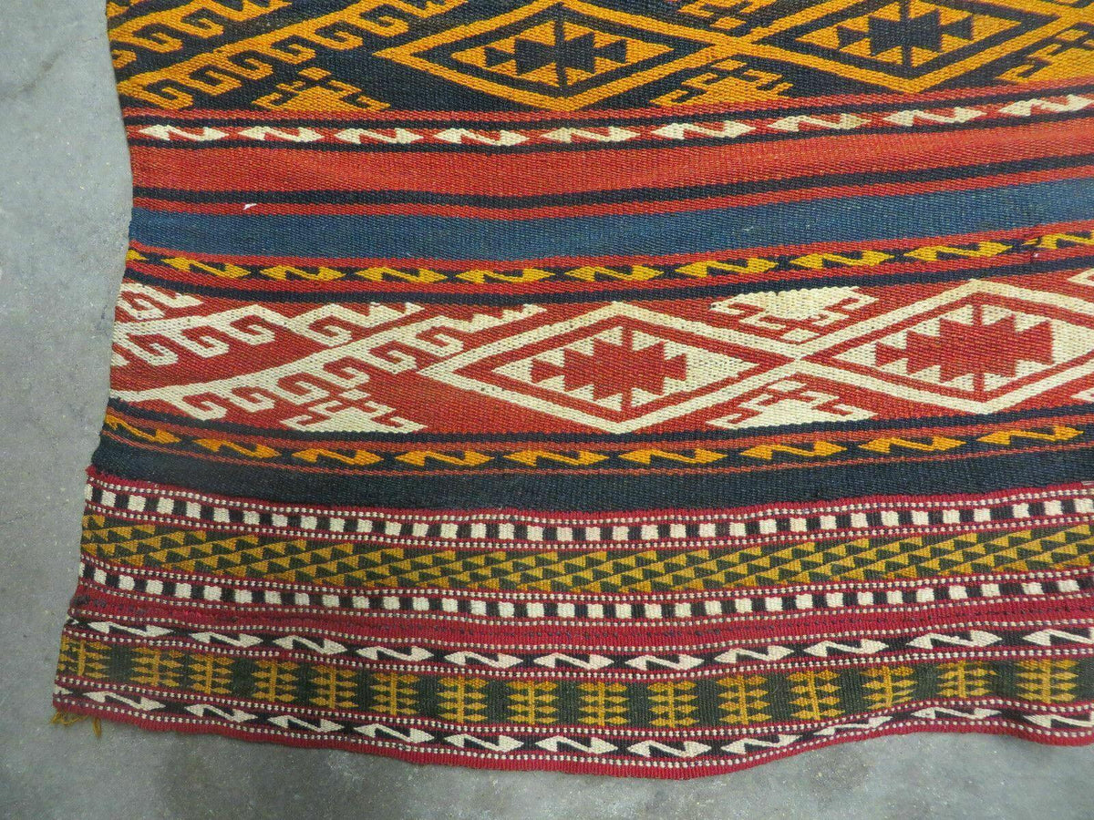 6' X 10' Antique 1930 Turkish Jajim Kilim Handmade Flat Weave Wool Rug Veg Dye - Jewel Rugs, view 9
