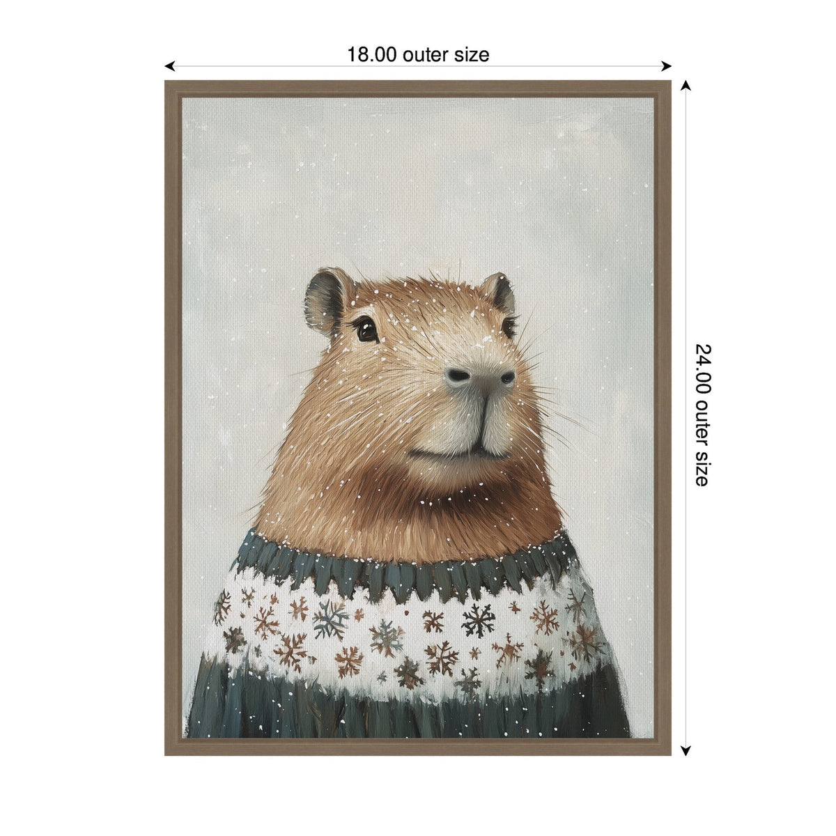 Sylvie Framed Canvas Capybara in Winter Snowflake Sweater by The Creative Bunch Studio