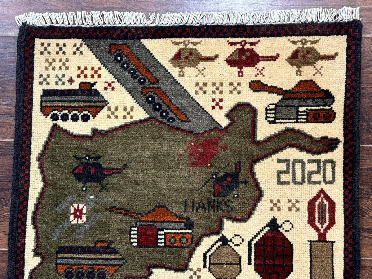 Afghan War Rug, Tanks Helicopters Guns - Jewel Rugs, view 7