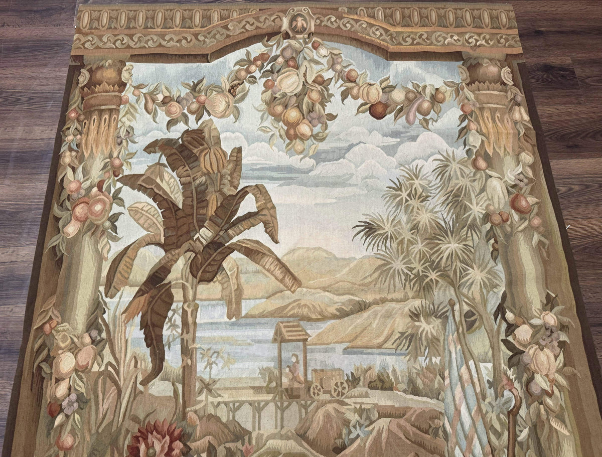 Vintage French Tapestry 5x7, Handmade, Wool, Aubusson Weave - Jewel Rugs, view 4