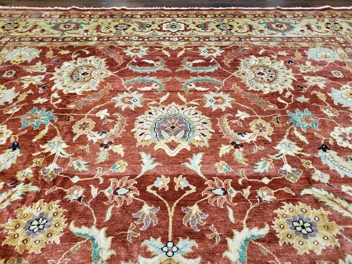 Safavieh Room Sized Rug 10x14, Wool Hand-Knotted Auburn Red & Light Gold Egyptian Mahal Oriental Carpet, 10 x 14 Large Living Room Rug - Jewel Rugs, view 12
