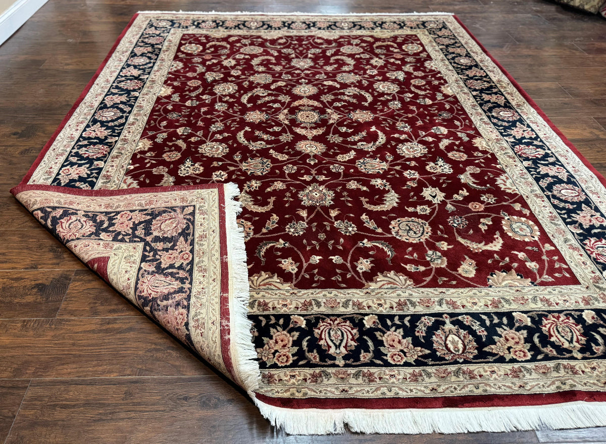 Maroon Persian Area Rug 8x10, Floral Allover, Pak Persian, Wool and Silk Highlights, Traditional Oriental Carpet - Jewel Rugs, view 12