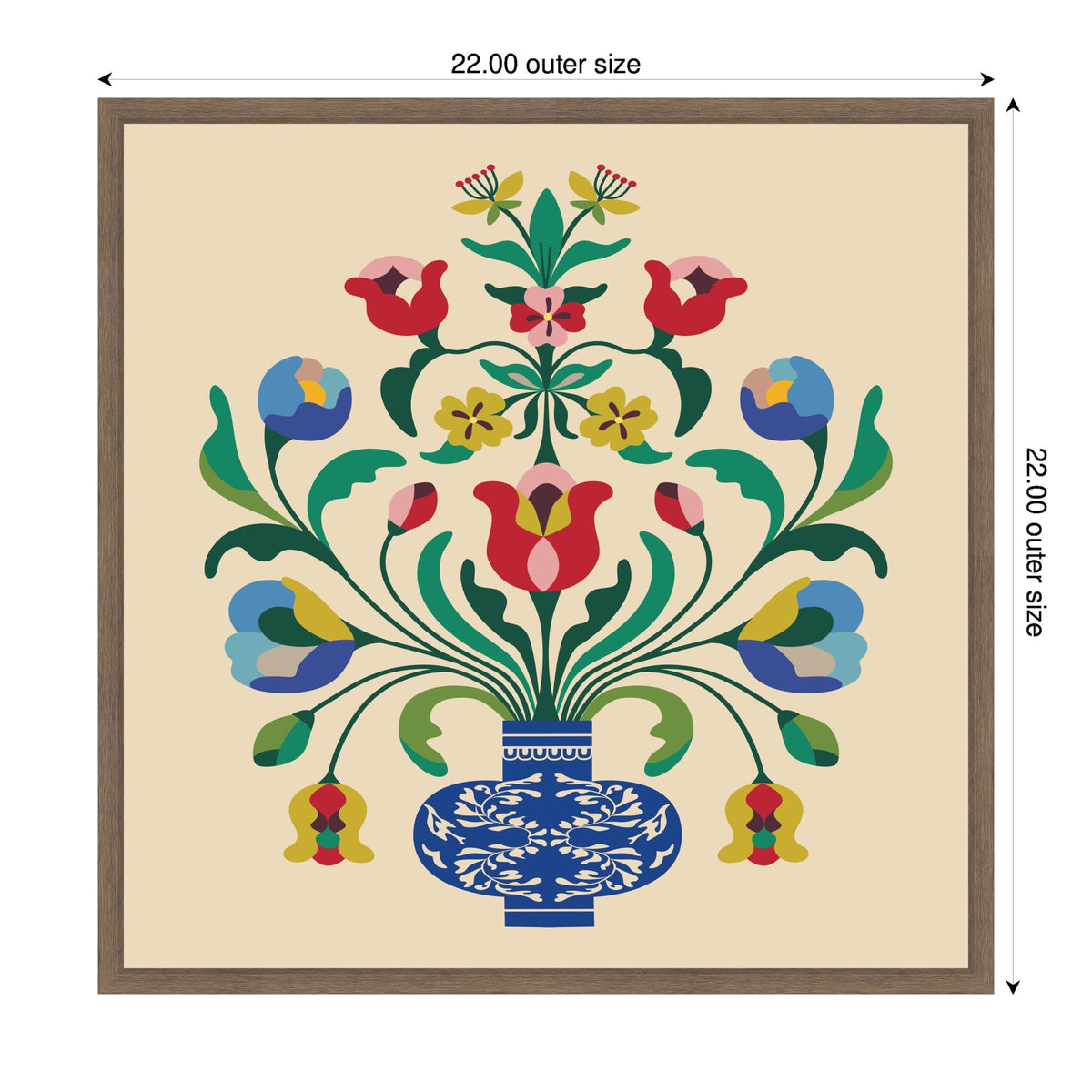 Floral Blue Vase 02 by Rachel Lee Framed Canvas Wall Art Print