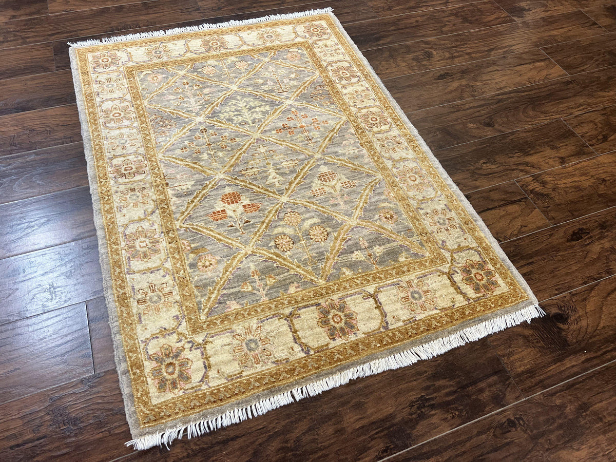 Pakistani Peshawar Rug 3.6 x 5, Safavieh Wool Handmade Hand Knotted Vintage Rug, Panel Design Oriental Carpet, Pair C - Jewel Rugs, view 3