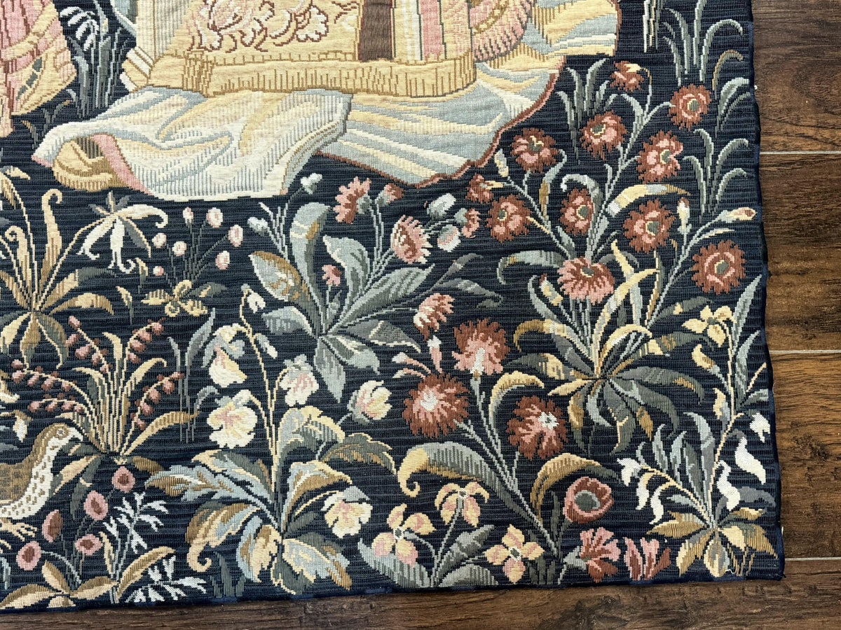 Vintage Belgium Tapestry 4x5, The Concet Musicians, Green - Jewel Rugs, view 10