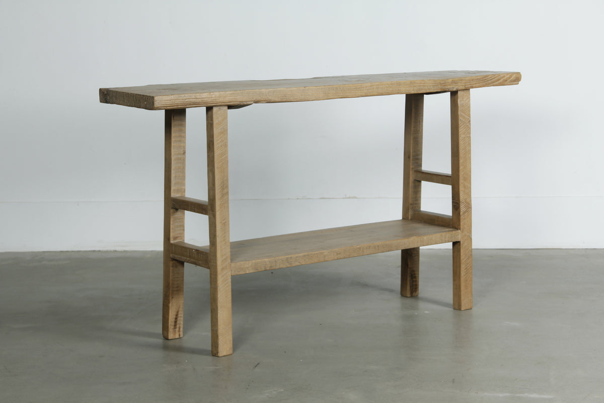 Vintage Console with Shelf Medium about 5-6' long weathered natural(size & color vary)