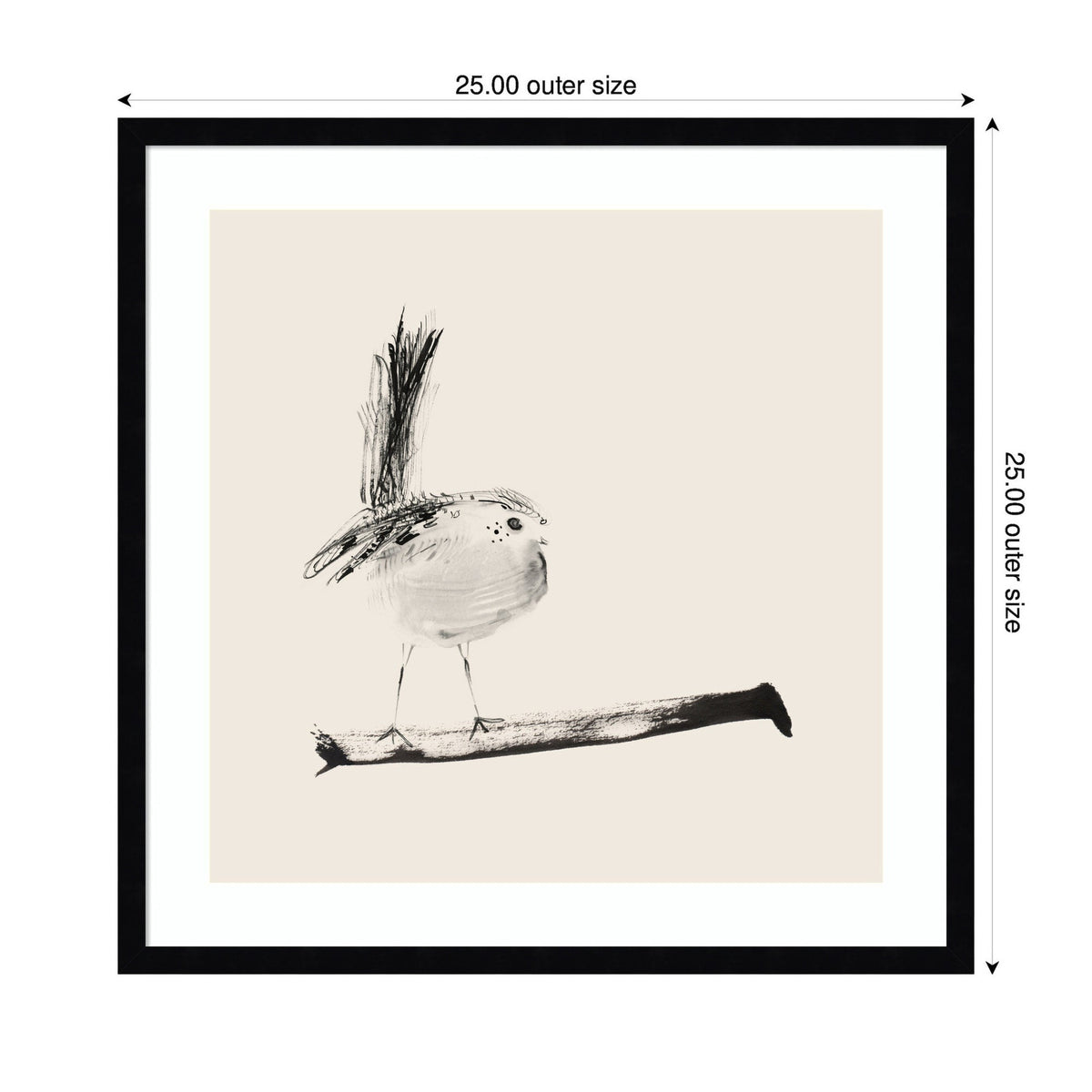 Sketched Bird On Branch by Danushka Abeygoda Framed Wall Art Print
