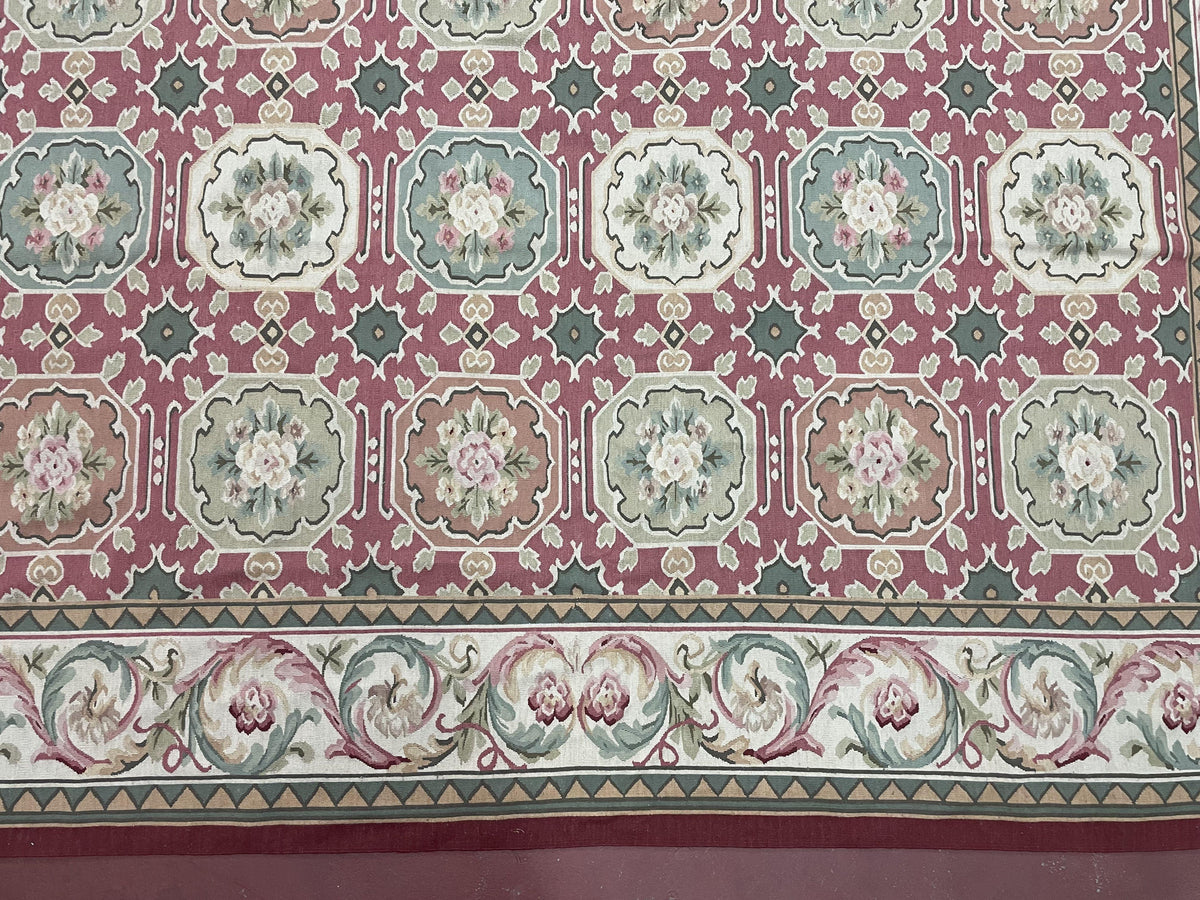 Square Aubusson Rug 9x9, Panel Design, European French English Carpet, Wool - Jewel Rugs, view 8