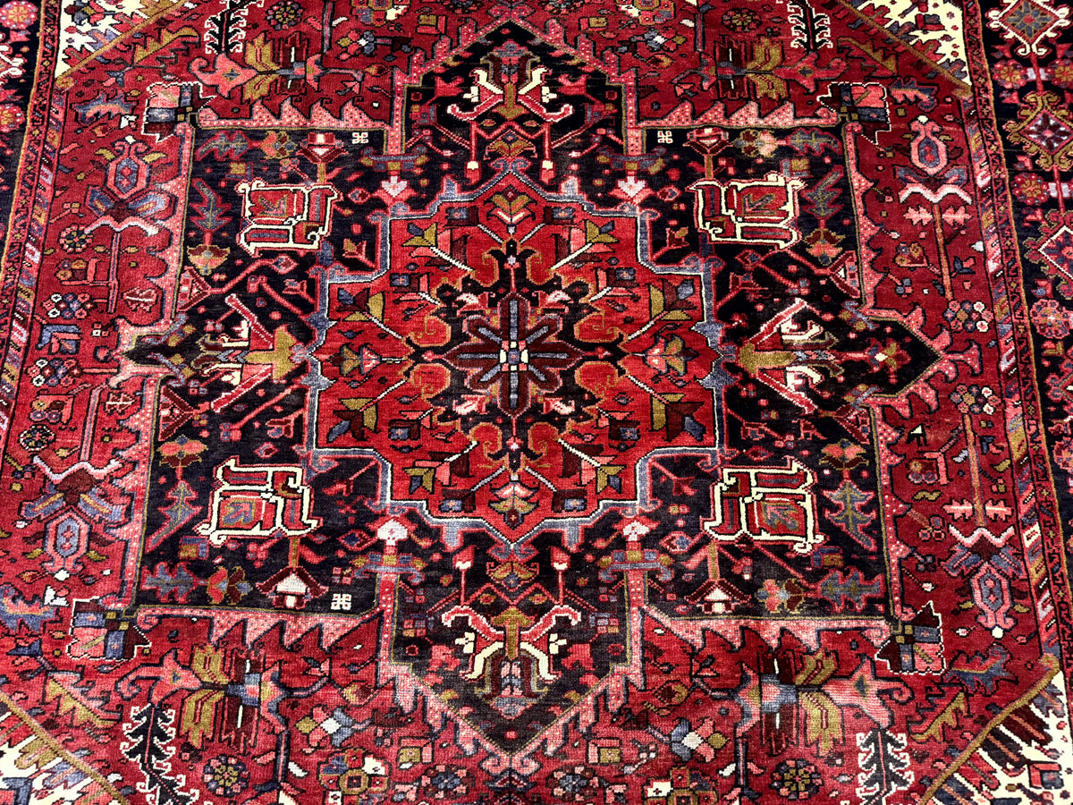 Persian Heriz Rug 8x11, Geometric Design, Red & Cream - Jewel Rugs, view 5