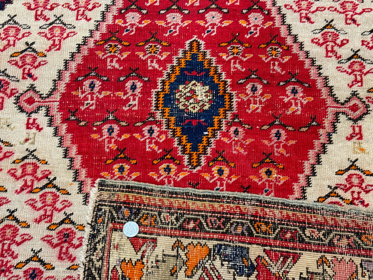 Antique Persian Malayer Rug 4x7, Tribal Senneh Carpet, Geometric, Diamond Design - Jewel Rugs, view 10