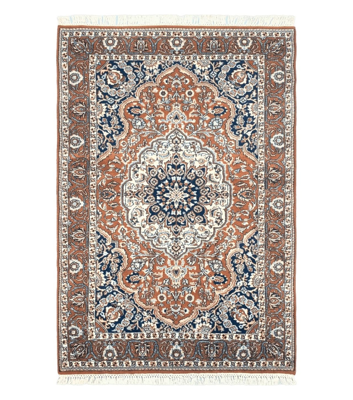 Antique Indian Kashmiri Area Rug 4x6, Wool Hand-Knotted Red & Ivory Floral Medallion Persian Carpet, Vintage Oriental Entryway Rug 4 x 6 - Jewel Rugs