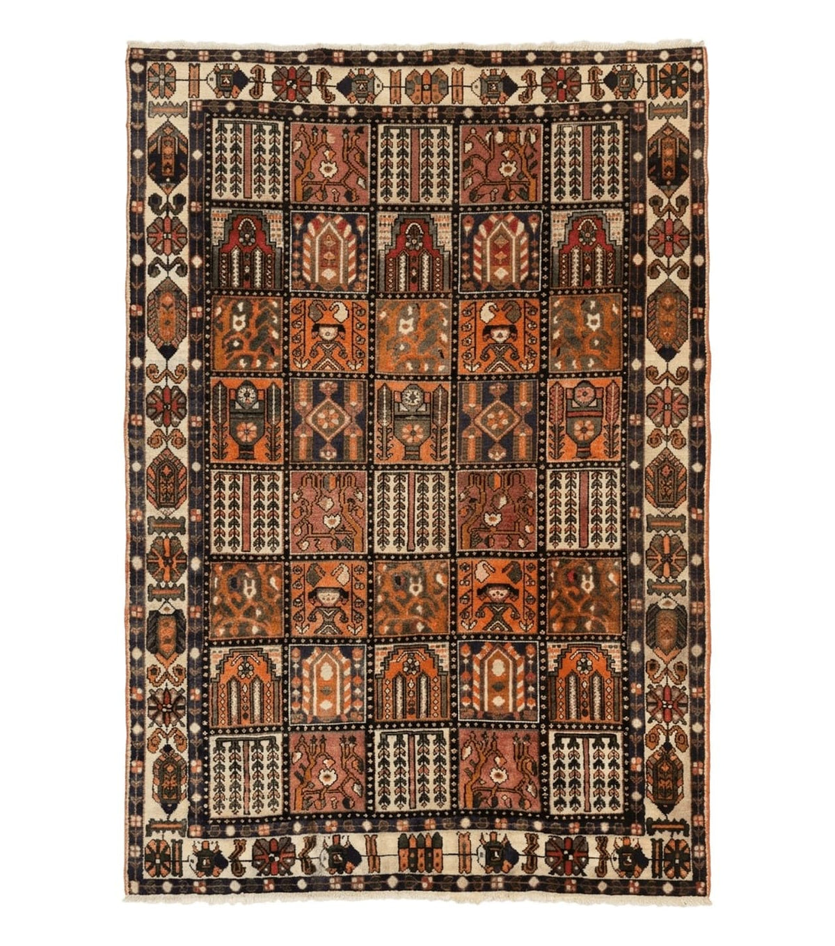 Persian Bakhtiari Tribal Rug 7x10, Panel Design, Semi Antique - Jewel Rugs