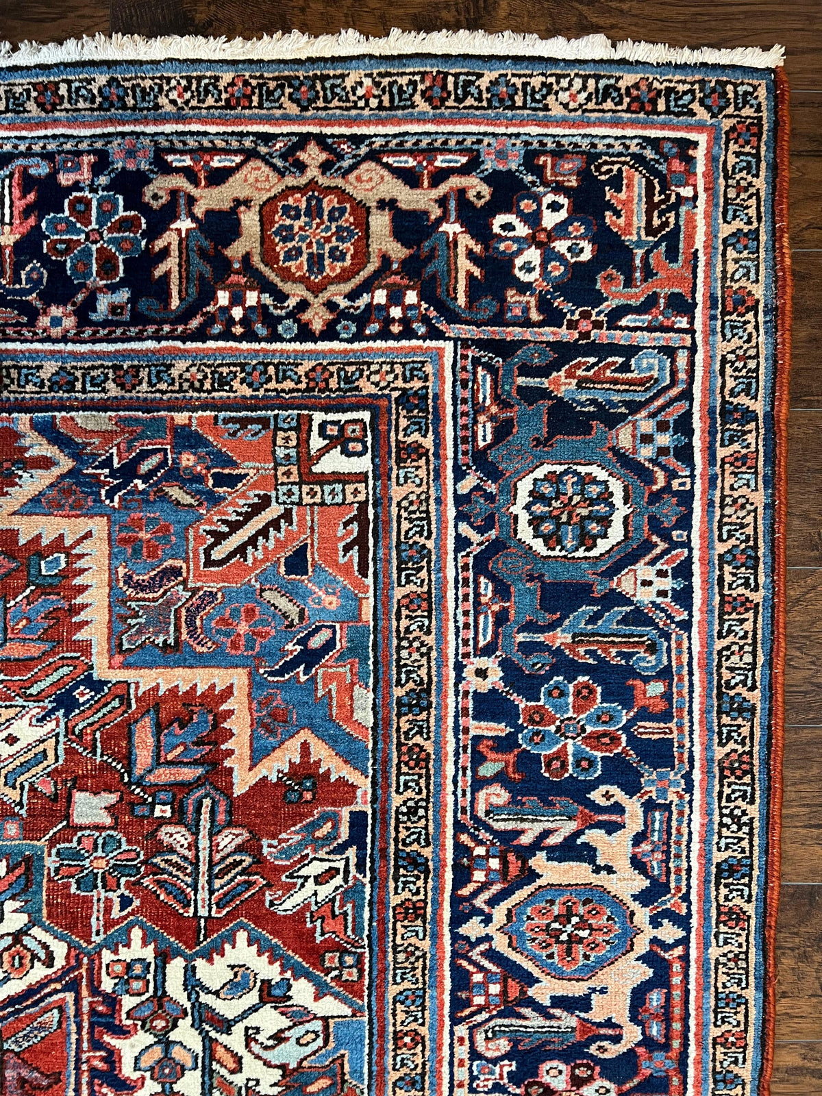 Antique Persian Heriz Rug – 11x16 Palace Size, Geometric Medallion, 1920s - Jewel Rugs, view 7