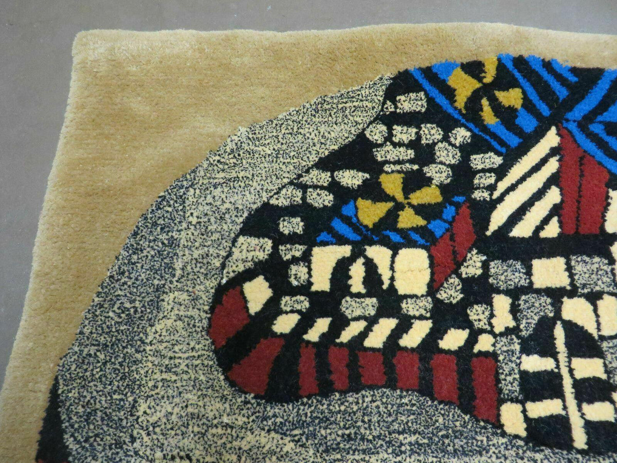 3' X 4' Vintage Hand Crafted Israel Wool Rug Carpet Wall Hanging Signed Hebrew - Jewel Rugs, view 5