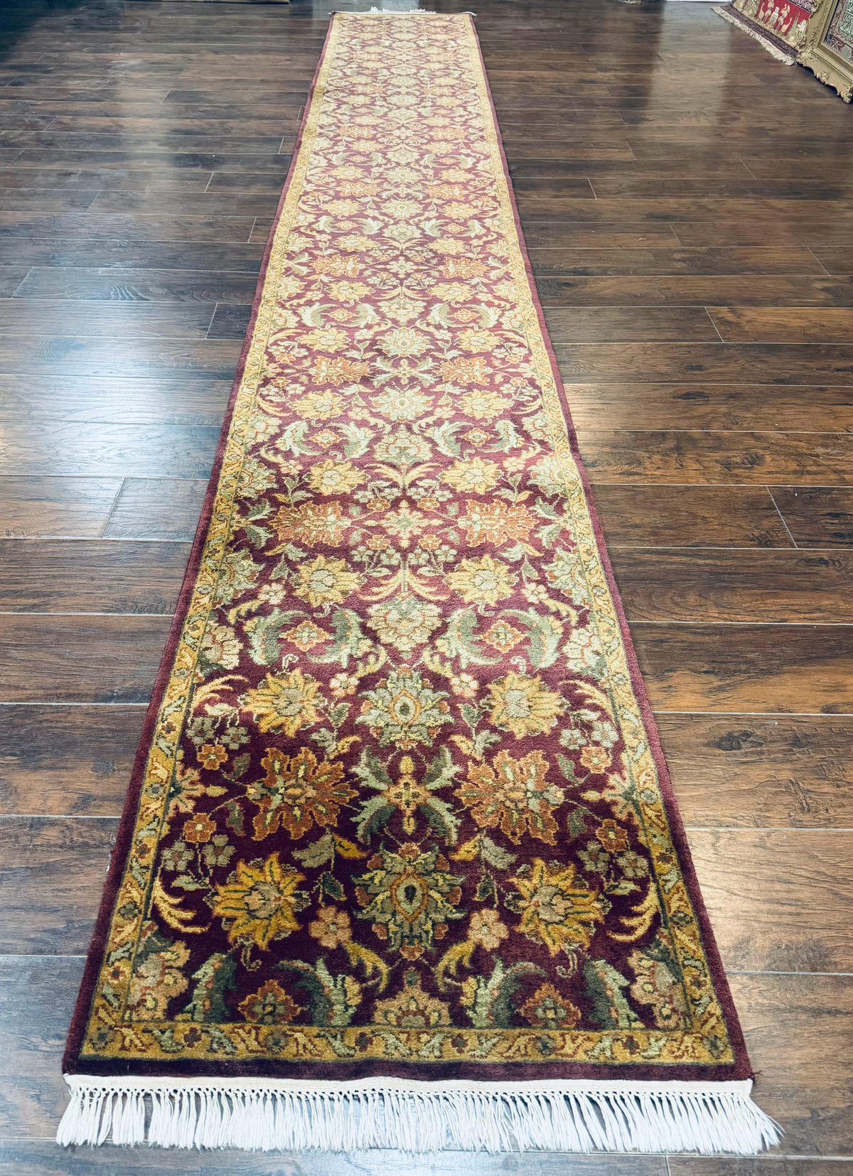 Indian Agra Runner Rug 2.6 x 17.5, Long Runner Rug for Hallway, Floral Handmade - Jewel Rugs, view 12