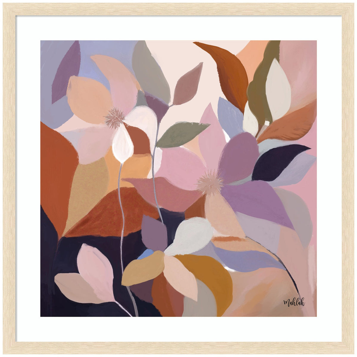 Framed Art Azure leaves by Inkheart Designs