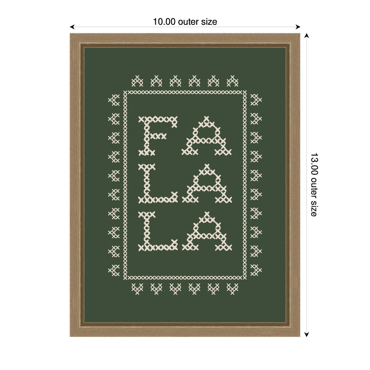 Fa La La Cross Stitch Green by Kikiandnim Framed Canvas Wall Art Print