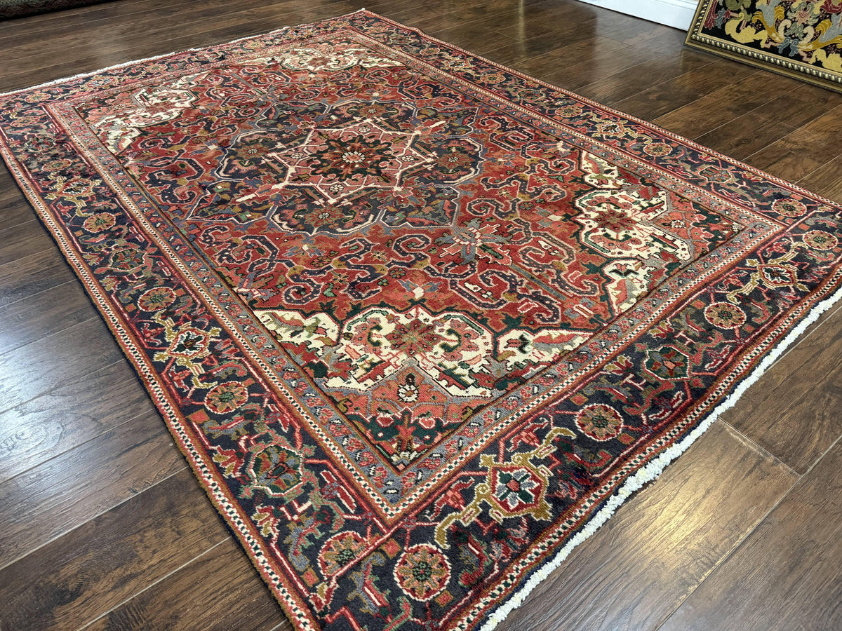 Persian Heriz Rug 6.6 x 9, Geometric Wool Persian Carpet - Jewel Rugs, view 13