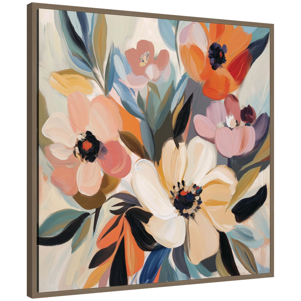 Sylvie Garden Bloom Abstract Bouquet I Framed Canvas by The Creative Bunch Studio