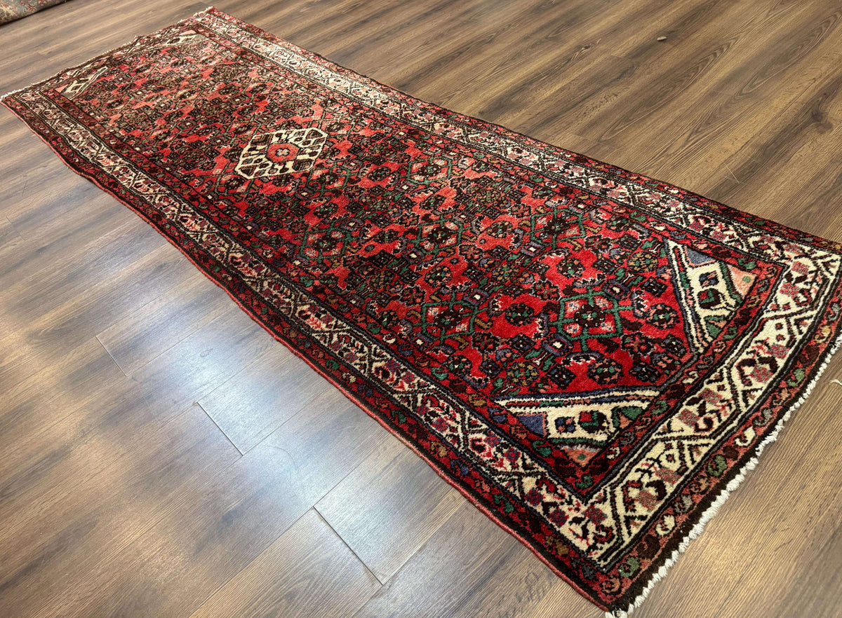 Persian Runner Rug 3x10, Wool Hand Knotted Hallway Rug 3 x 10 ft, Red and Ivory, Hamadan Angelas Runner - Jewel Rugs, view 12