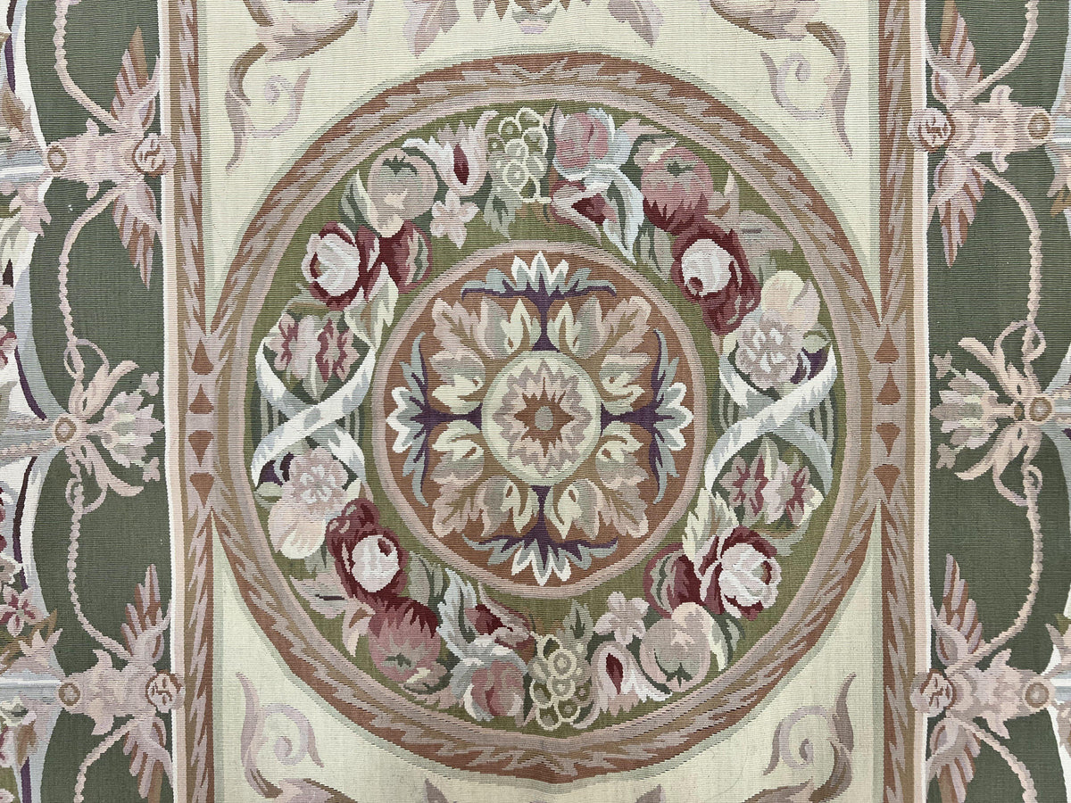 Aubusson Rug 5x8, Wool Handmade Vintage Carpet, Angel Motifs, Flatweave Rug 5 x 8, Medium Sized, European Design - Jewel Rugs, view 5