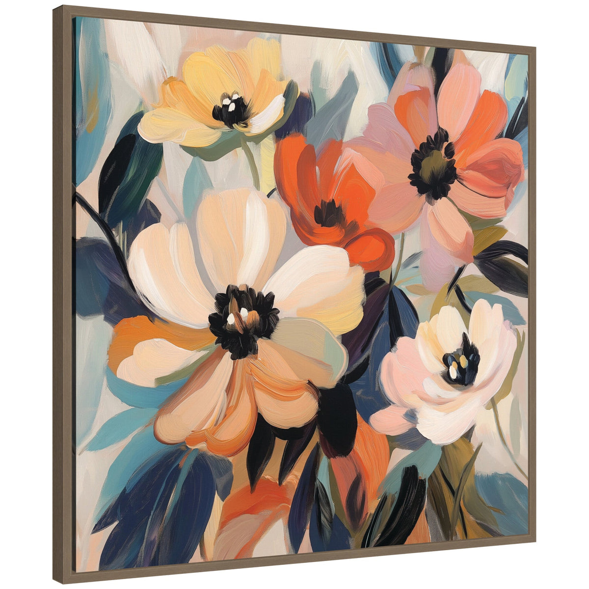 Sylvie Garden Bloom Abstract Bouquet III Framed Canvas by The Creative Bunch Studio