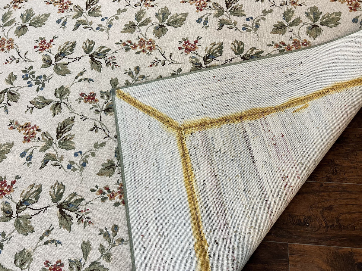 Vintage Stark Carpet 7x10, Ivory and Green, European Aubusson Design, Allover Pattern, Stark Rug - Jewel Rugs, view 10