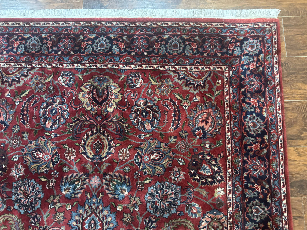 Indo Persian Rug 5x7, Vintage Traditional Floral Carpet, Burgundy and Navy Blue - Jewel Rugs, view 8